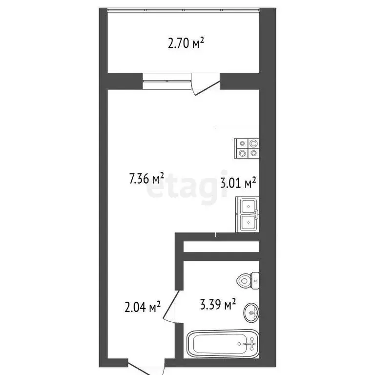Квартира-студия: Тюмень, улица Новосёлов, 107к2 (15.2 м) - Фото 1