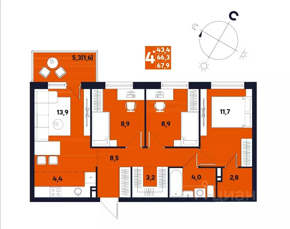 Студия Пермский край, д. Кондратово ул. Улановой, 6 (67.9 м) - Фото 0