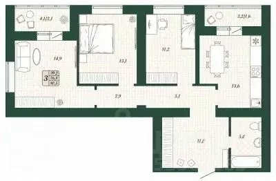 3-к кв. Самарская область, Волжский район, Смышляевка городское ... - Фото 1