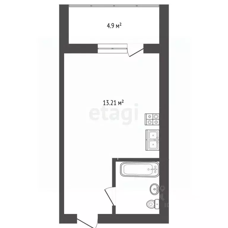 Студия Калужская область, Калуга ул. Минская, 39 (30.0 м) - Фото 2