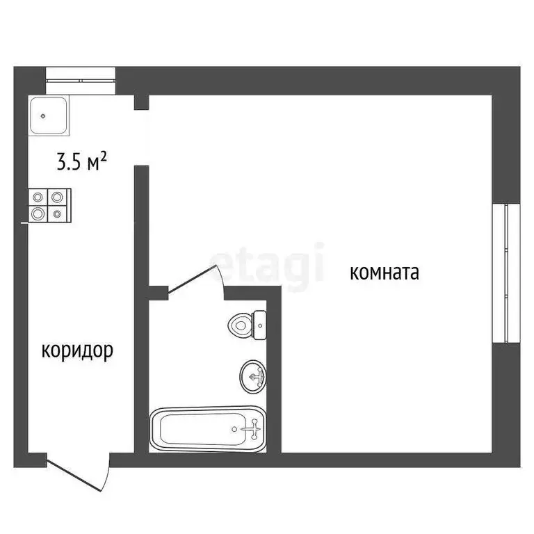 1-комнатная квартира: Междуреченск, Интернациональная улица, 12 (16.5 ... - Фото 0