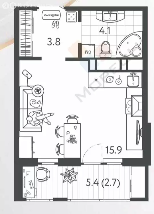 Квартира-студия: Краснодар, Колхозная улица, 5к4 (26.5 м) - Фото 0