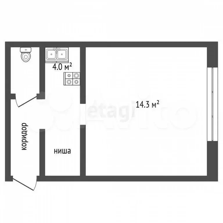 1-к. квартира, 18,3 м, 2/5 эт. - Фото 1