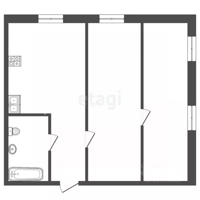 2-к кв. Тюменская область, Тюмень ул. Федюнинского, 58к1 (58.7 м) - Фото 1