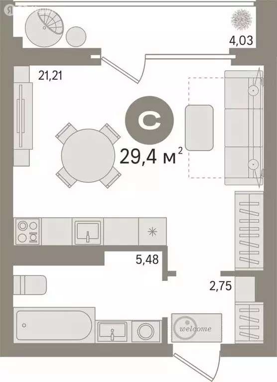 Квартира-студия: Екатеринбург, улица Евгения Савкова, 4 (29.4 м) - Фото 2