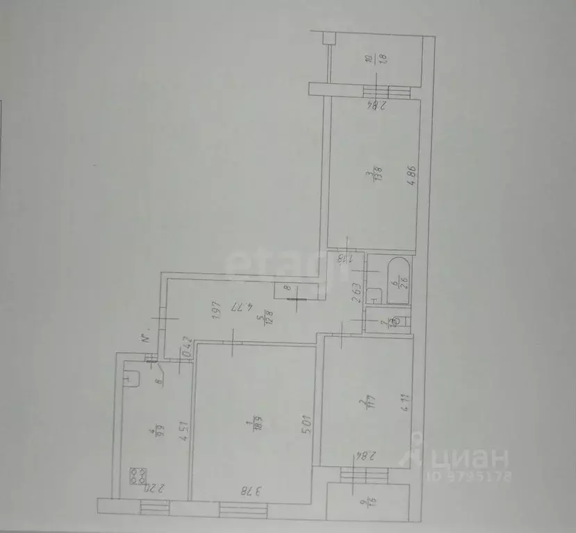 3-к кв. Татарстан, Казань ул. Академика Павлова, 25А (71.6 м) - Фото 1