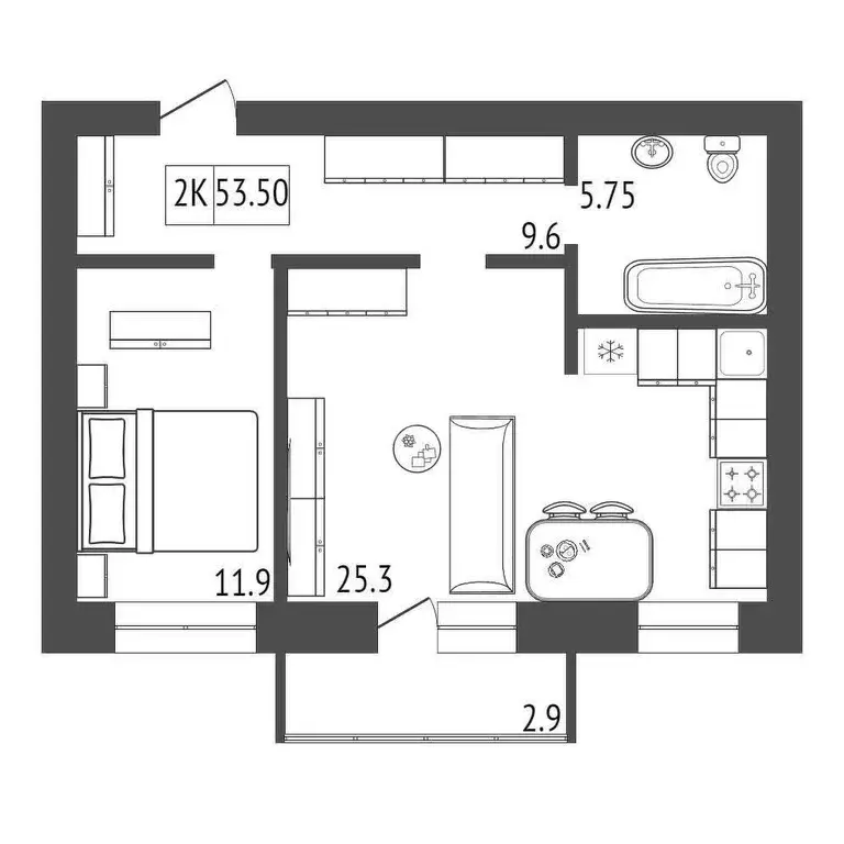 Продаётся 1-к квартира, 52.3 м - Фото 0