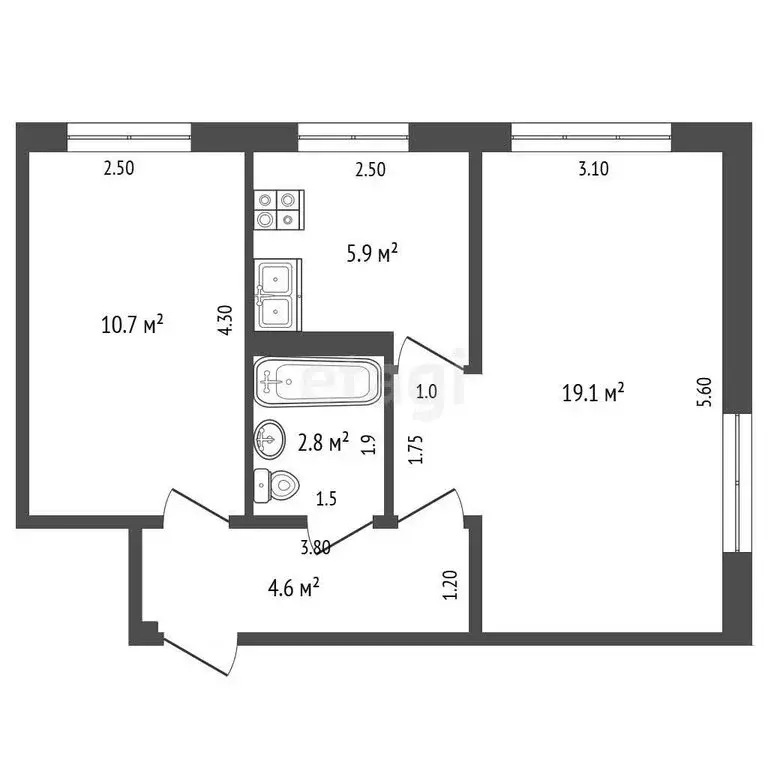 2-комнатная квартира: Саранск, проспект 60 лет Октября, 103 (43.1 м) - Фото 1
