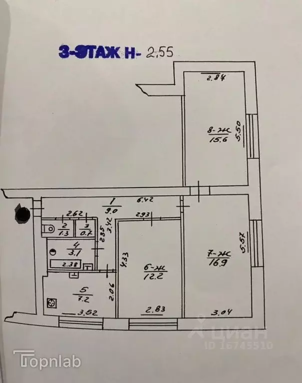 3-к кв. Калининградская область, Гвардейский муниципальный округ, пос. ... - Фото 2
