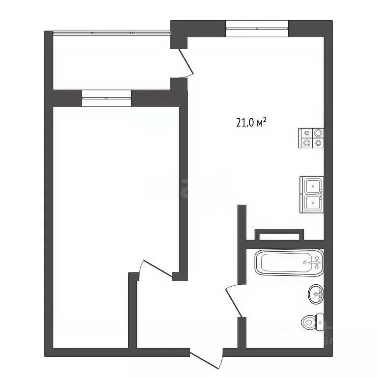 2-к кв. Ханты-Мансийский АО, Сургут ул. Островского, 17 (42.2 м) - Фото 2
