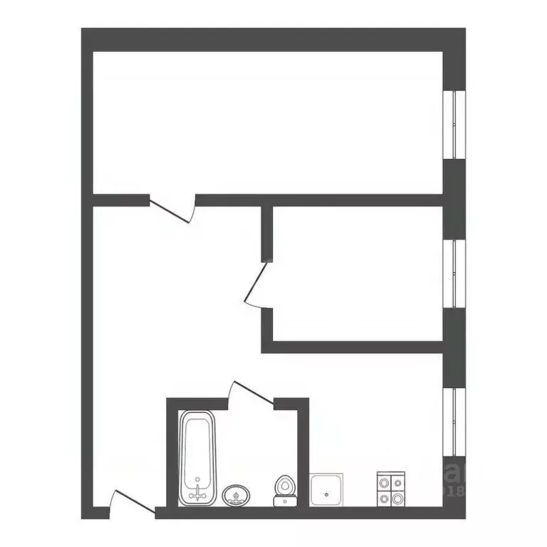 2-к кв. Тульская область, Тула городской округ, пос. Рассвет 5 (41.0 ... - Фото 1