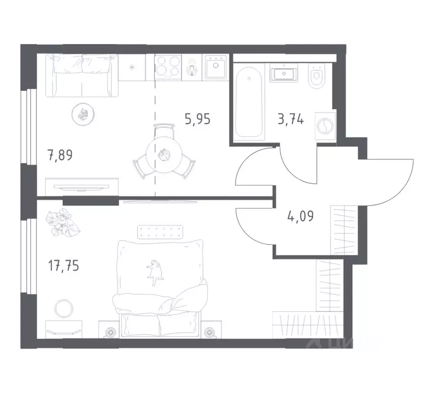 1-к кв. Башкортостан, Уфа ул. Минигали Губайдуллина, 8к9 (39.42 м) - Фото 1