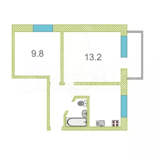 2-к. квартира, 35 м, 3/5 эт. - Фото 0