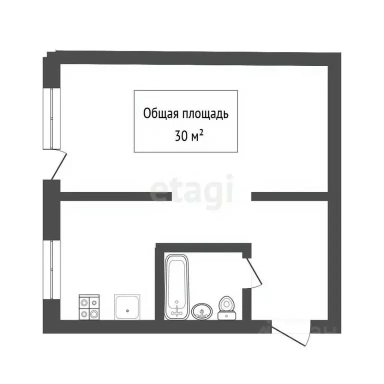 1-к кв. Томская область, Томск ул. Усова, 23 (30.0 м) - Фото 2