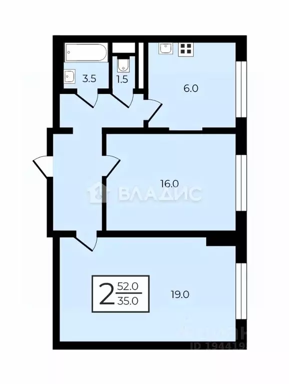2-к кв. Москва ул. Кубинка, 14 (52.0 м) - Фото 2