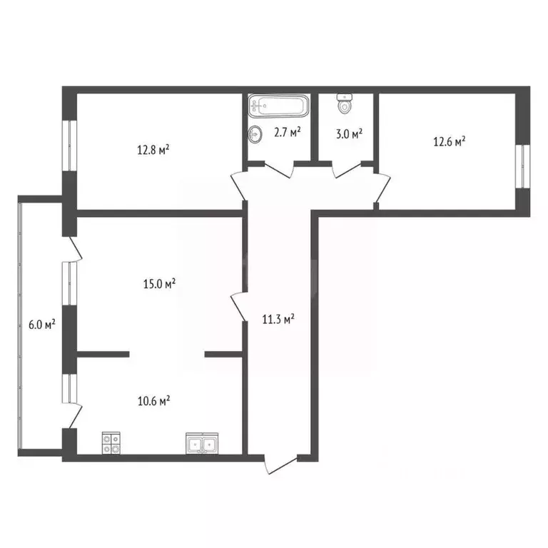 3-к кв. Тюменская область, Тюмень ул. Ю.-Р.Г. Эрвье, 16к1 (70.0 м) - Фото 1