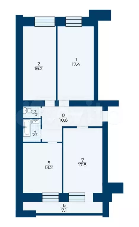 3-к. квартира, 82,5 м, 1/9 эт. - Фото 0