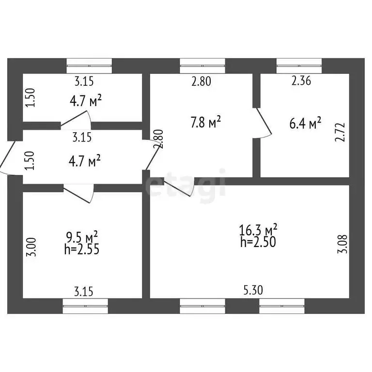Дом в село Викулово, улица Мира (49.4 м) - Фото 1