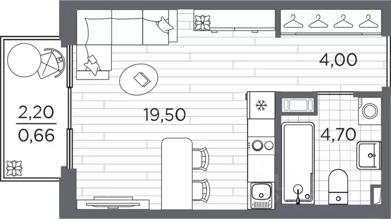 Студия Санкт-Петербург Плюс Пулковский жилой комплекс (28.86 м) - Фото 1