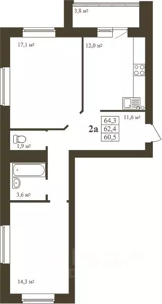 2-к кв. Тамбовская область, Тамбов Телецентр мкр,  (64.3 м) - Фото 0