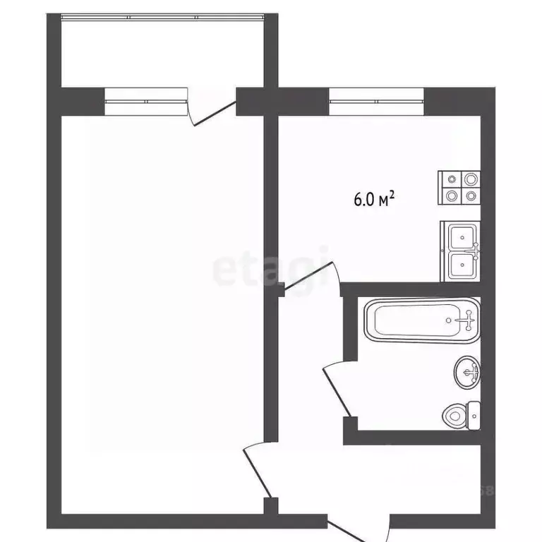 1-к кв. Пермский край, Чернушка Коммунистическая ул., 25 (30.2 м) - Фото 2