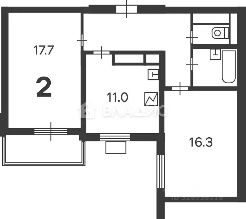 2-к кв. Москва, Москва, Троицк ул. Городская, 12 (60.6 м) - Фото 1