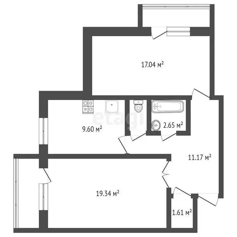 2-комнатная квартира: Томск, Сибирская улица, 115 (63.9 м) - Фото 0