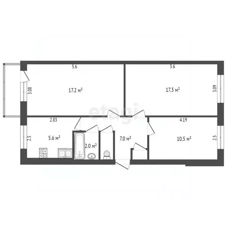 3-к кв. Хабаровский край, Хабаровск Краснореченская ул., 113 (72.9 м) - Фото 1