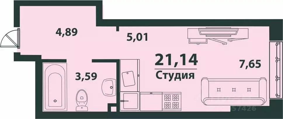 1-к кв. Ульяновская область, Ульяновск ул. Аблукова, 22 (21.14 м) - Фото 0