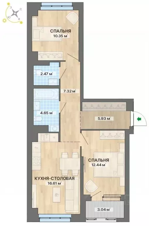 2-к кв. Свердловская область, Екатеринбург ул. Кузнецова, 11А (62.81 ... - Фото 0