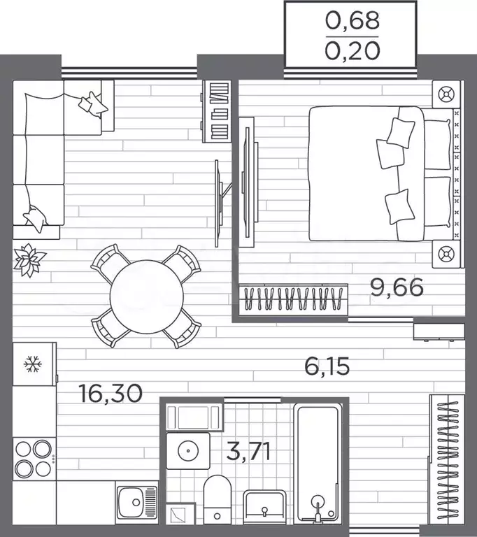 1-к. квартира, 36 м, 5/5 эт. - Фото 1