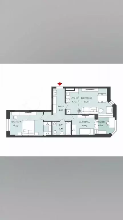3-к. квартира, 74 м, 3/8 эт. - Фото 0