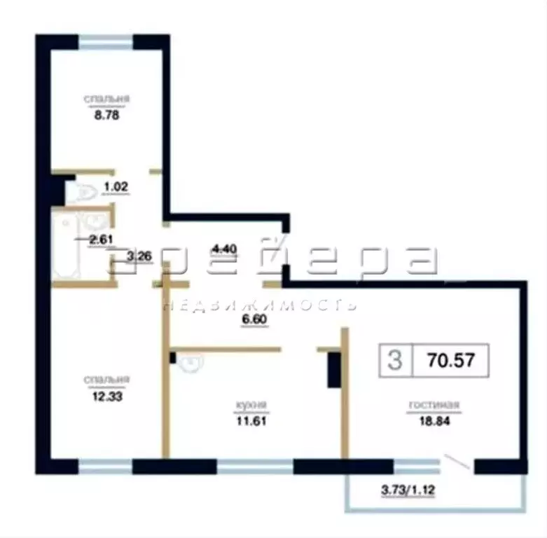 3-комнатная квартира: Красноярск, улица Партизана Железняка, 47 (70 м) - Фото 0
