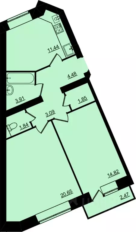 2-к кв. Костромская область, Кострома Московская ул. (62.82 м) - Фото 1