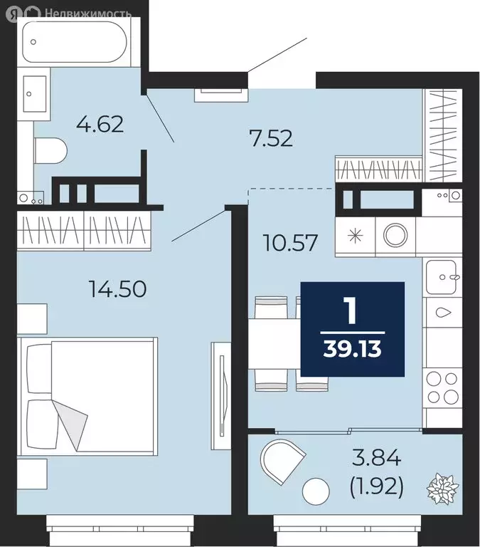 1-комнатная квартира: Тюмень, Камчатская улица, 109к1 (41.05 м) - Фото 1