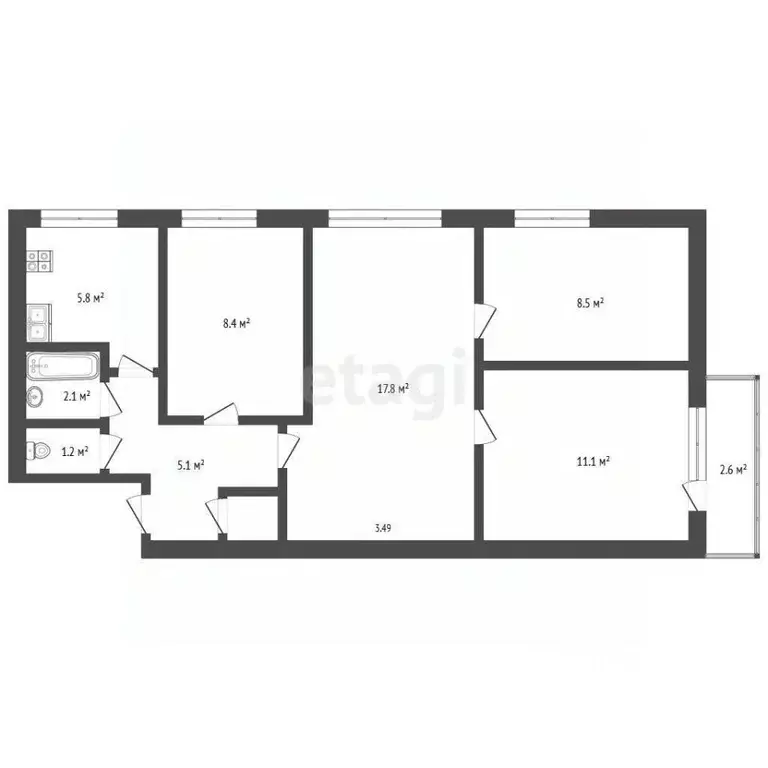 4-к кв. Хабаровский край, Имени Лазо район, Переяславка рп ул. ... - Фото 2