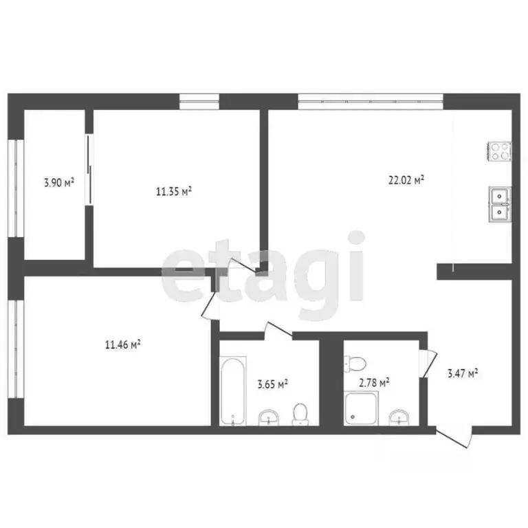2-к кв. Тюменская область, Тюмень ул. Краснооктябрьская, 14 (60.1 м) - Фото 1