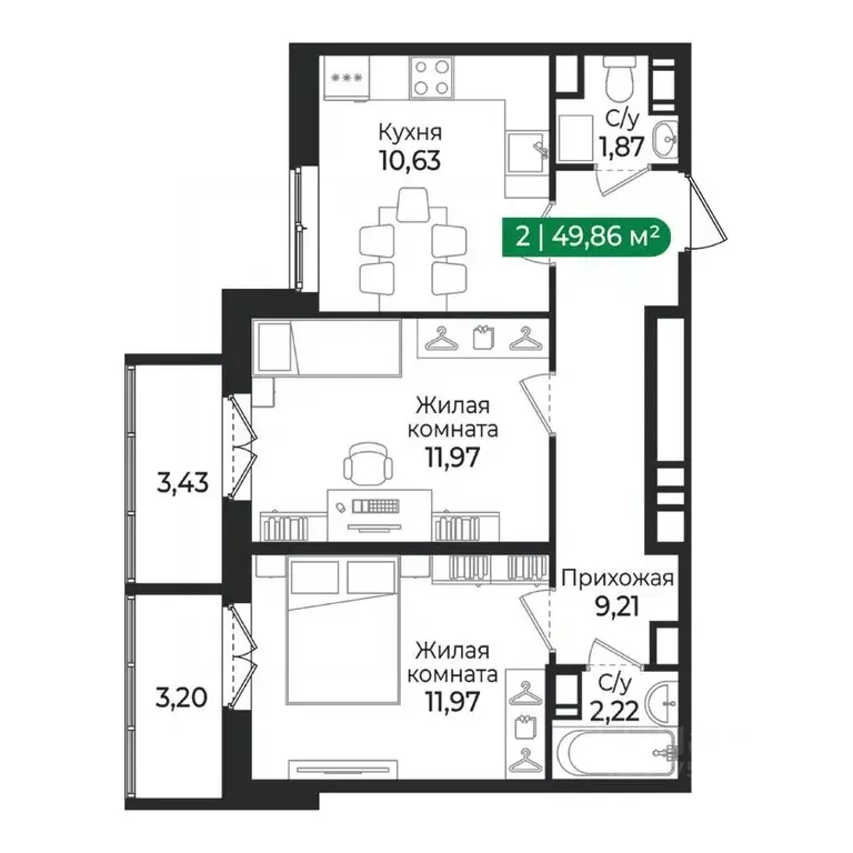 2-к кв. Ленинградская область, Сертолово Всеволожский район, Сертолово ... - Фото 1