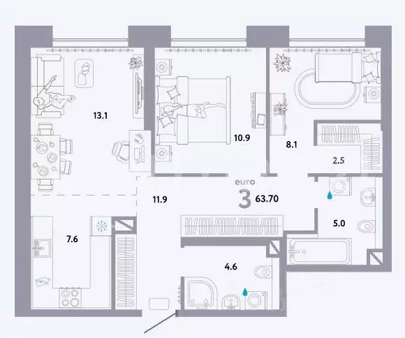 3-к кв. Москва Озерная ул., вл42 (63.7 м) - Фото 1