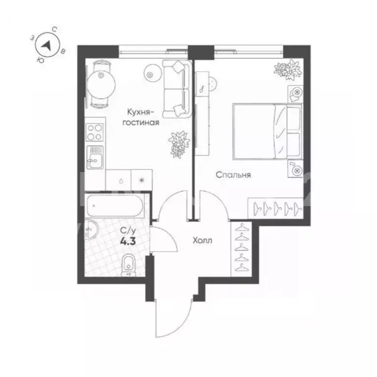 1-к кв. Москва наб. Марка Шагала, 11к2 (37.0 м) - Фото 2