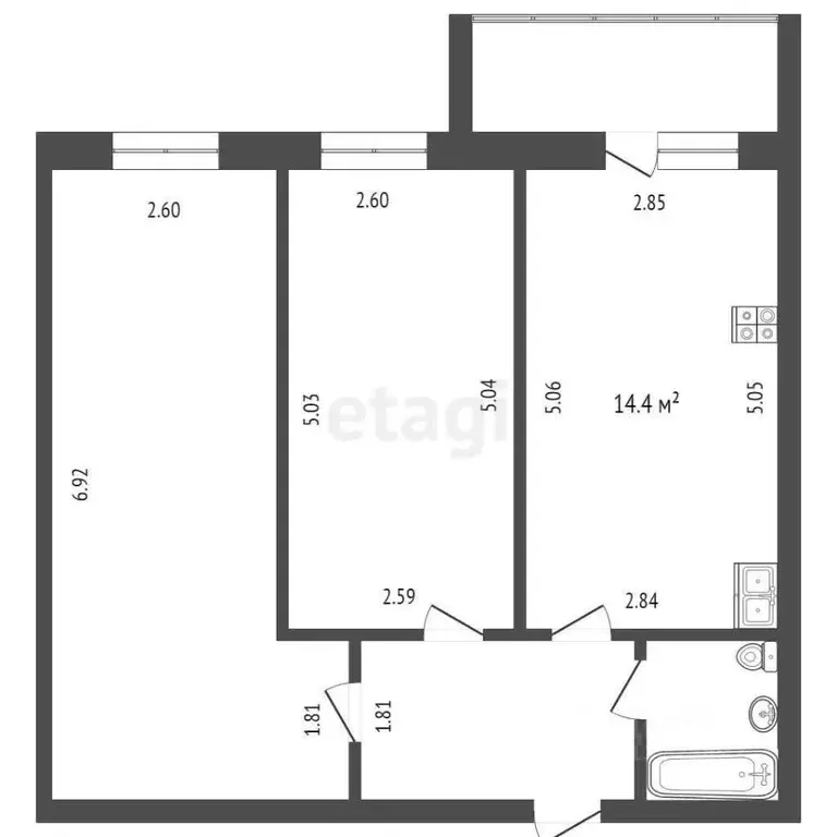 2-к кв. Вологодская область, Вологда ул. Космонавта Беляева, 32к3 ... - Фото 1