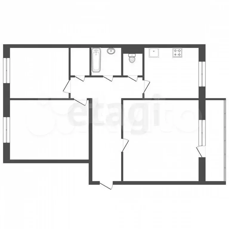 3-к. квартира, 65,4 м, 4/9 эт. - Фото 0