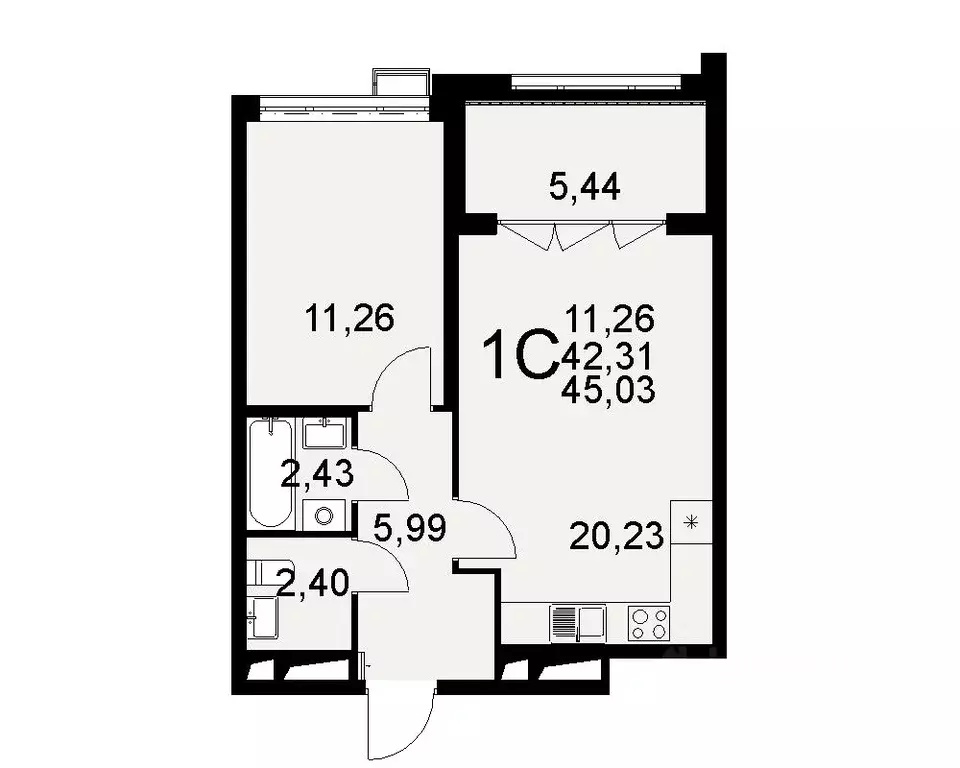 1-к кв. Тульская область, Тула Путейская ул., 11 (45.03 м) - Фото 0
