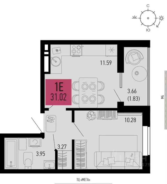 1-к кв. Ростовская область, Аксай  (31.02 м) - Фото 1