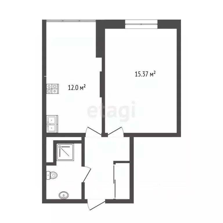 1-к кв. Тюменская область, Тюмень ул. Раушана Абдуллина, 6к1 (35.3 м) - Фото 2