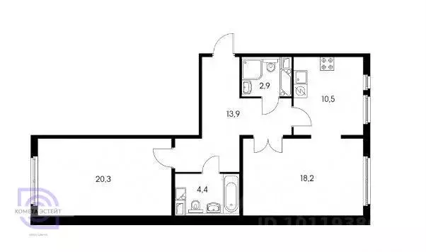2-к кв. Москва ул. Саларьевская, 14к2 (70.1 м) - Фото 2