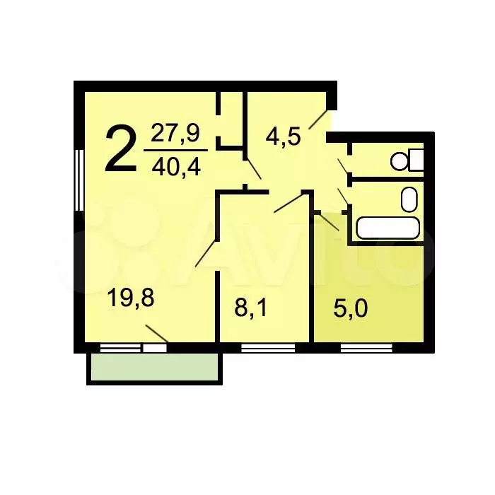 Аукцион: 2-к. квартира, 40,2 м, 4/5 эт. - Фото 1