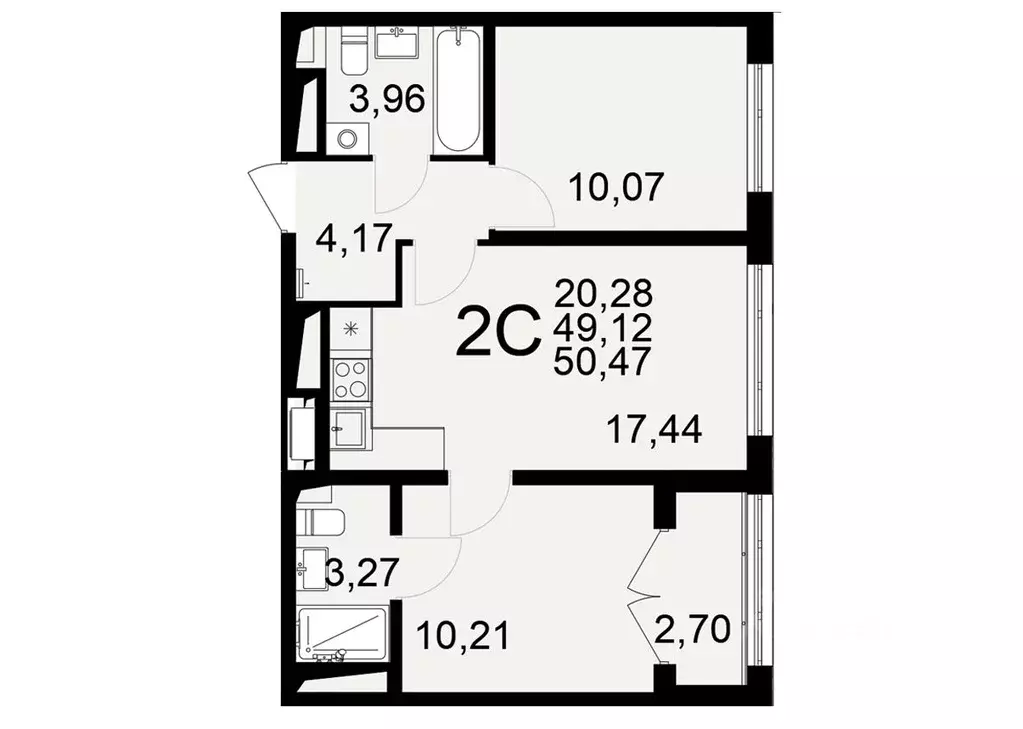 2-к кв. Тульская область, Тула Одоевское ш., 73Б (49.12 м) - Фото 1