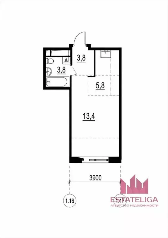 Квартира-студия: Москва, Аэроклубная улица, 8А (26.5 м) - Фото 1