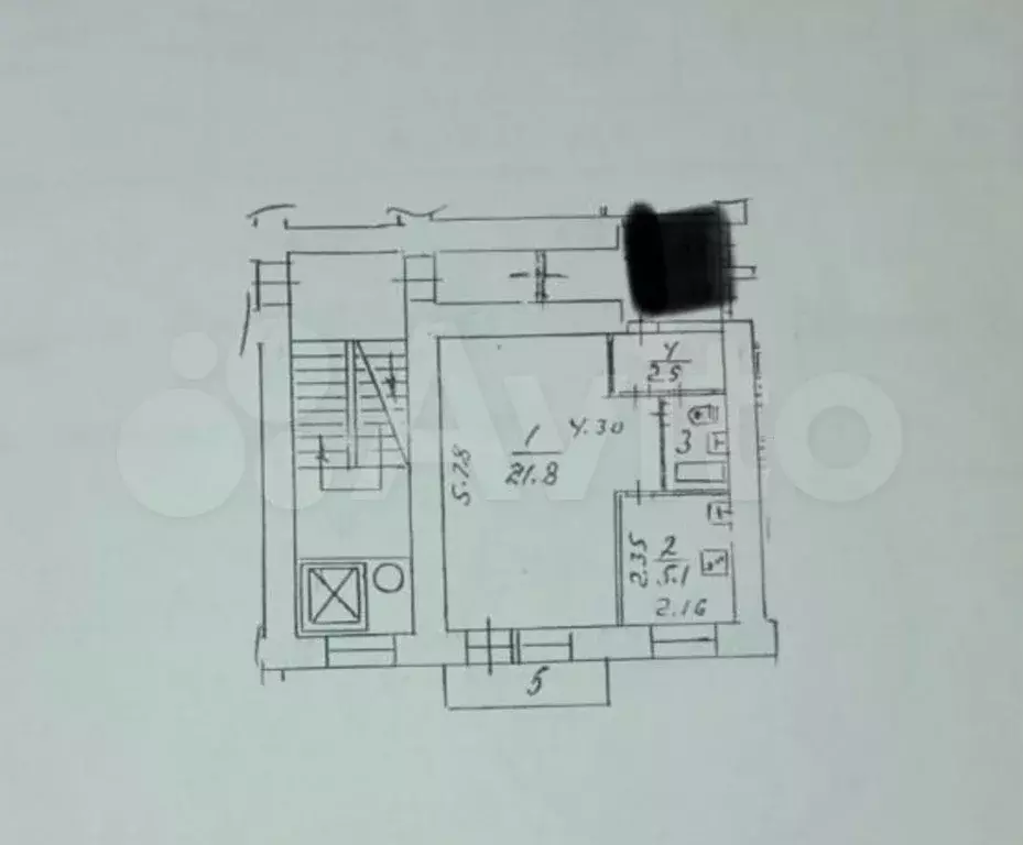 1-к. квартира, 34м, 5/9эт. - Фото 1